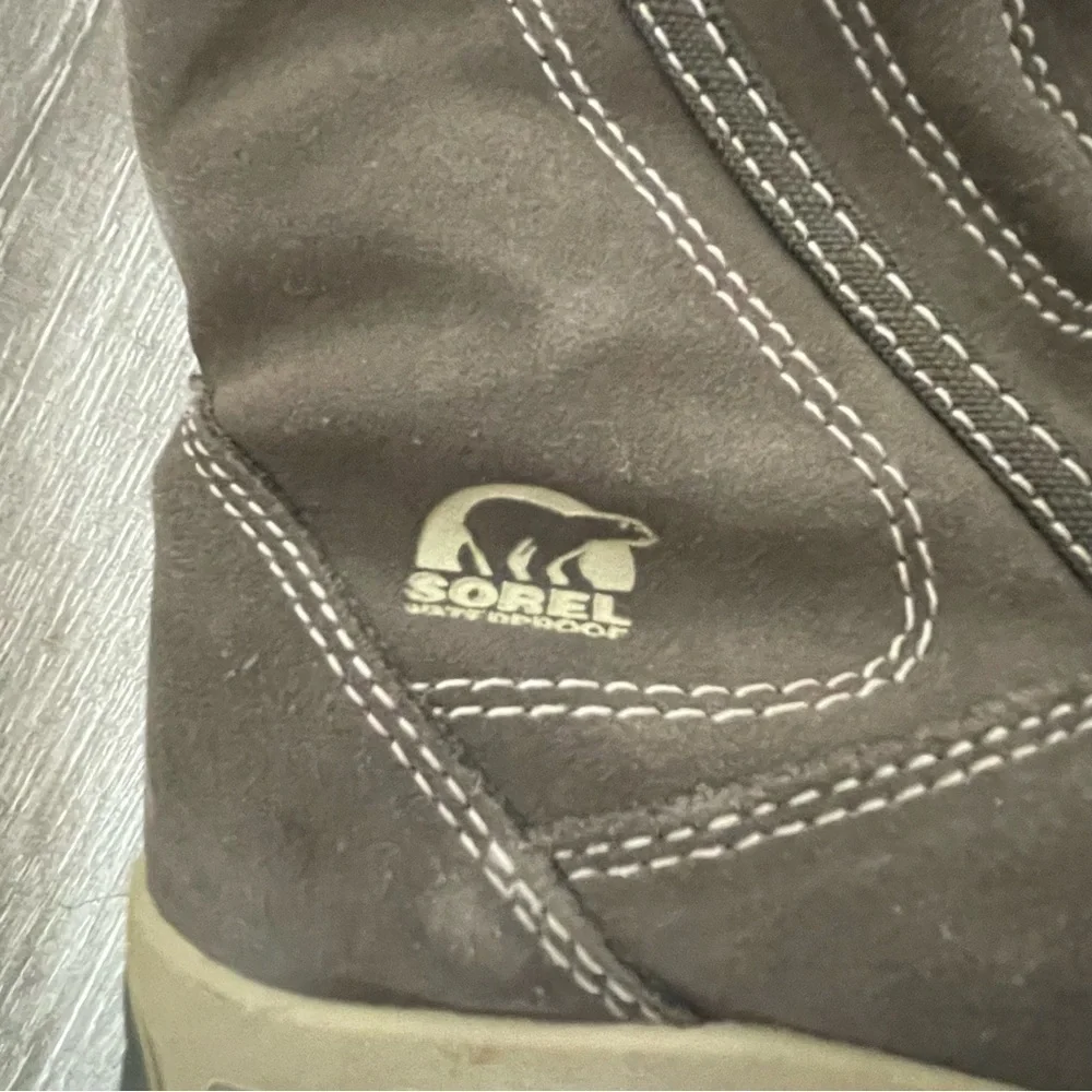 Sorel Grey Waterfall Suede Mid-Calf Zip Up Winter Boots